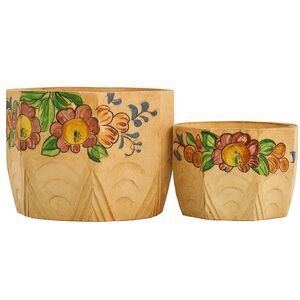 Vintage Hand Painted Floral Nesting Pots from Japan Small Ceramic Flower Pots
